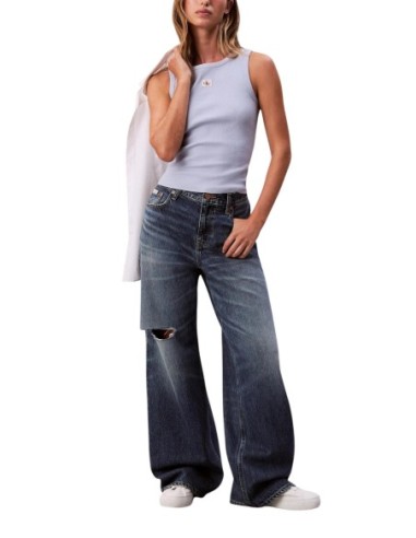 Calvin Klein Jeans débardeur femme bleu azur