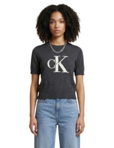 Calvin Klein Jeans pull femme gris imprimé