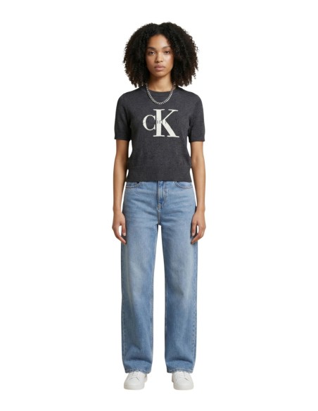 Calvin Klein Jeans pull femme gris imprimé