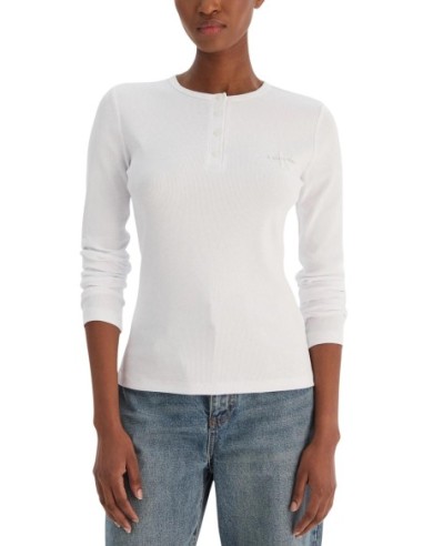 Calvin Klein Jeans pull femme blanc coton stretch
