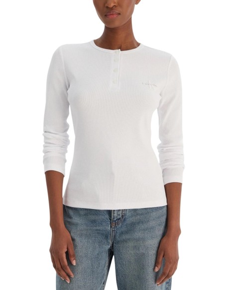 Calvin Klein Jeans pull femme blanc coton stretch