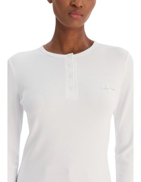 Calvin Klein Jeans pull femme blanc coton stretch