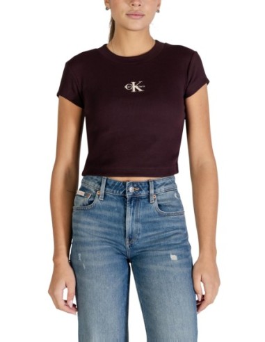 Calvin Klein Jeans t-shirt femme marron manches longues
