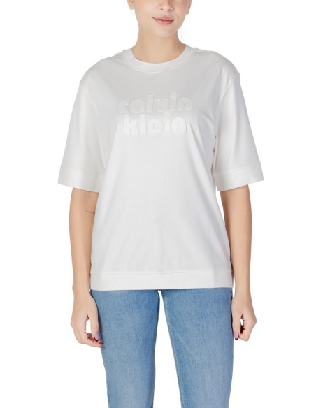 Calvin Klein Jeans t-shirt femme blanc coton