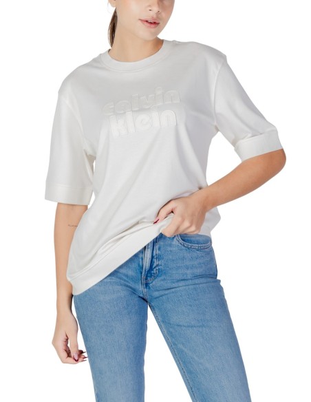 Calvin Klein Jeans t-shirt femme blanc coton