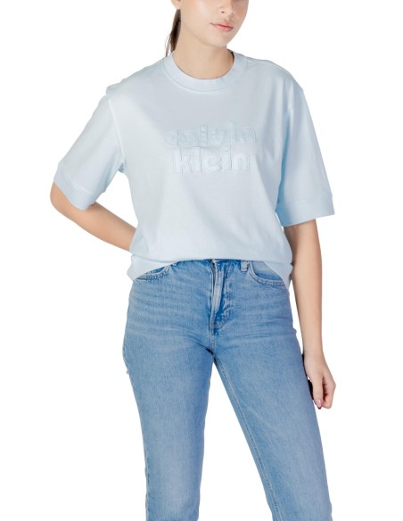 Calvin Klein Jeans t-shirt femme bleu azur coton