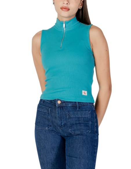 Calvin Klein Jeans débardeur femme turquoise zippé