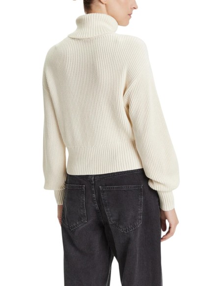 Calvin Klein Jeans pull femme blanc col montant