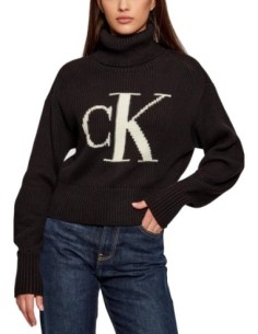 Calvin Klein Jeans pull femme noir col montant