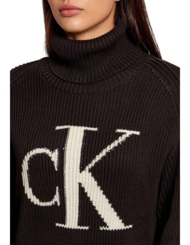 Calvin Klein Jeans pull femme noir col montant