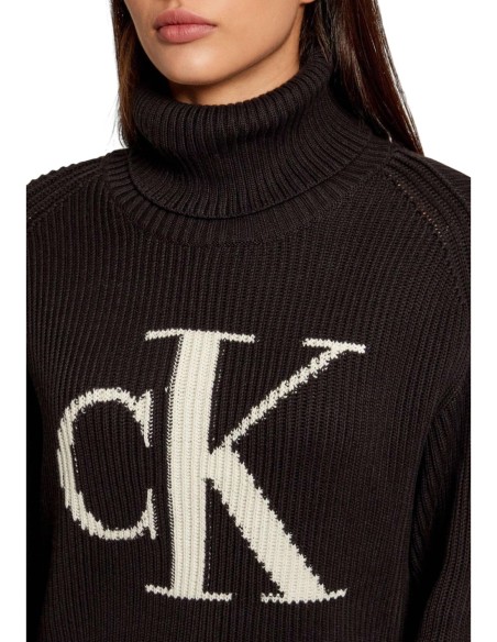 Calvin Klein Jeans pull femme noir col montant