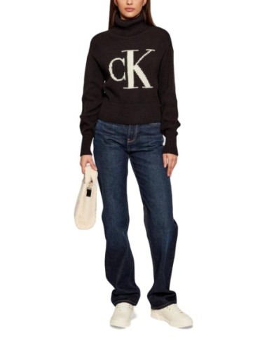 Calvin Klein Jeans pull femme noir col montant