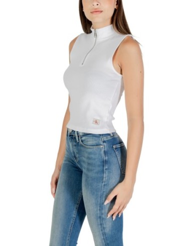 Calvin Klein Jeans top femme blanc zippé