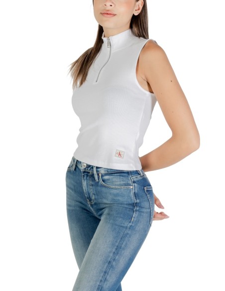 Calvin Klein Jeans top femme blanc zippé