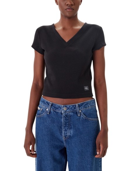 Calvin Klein Jeans t-shirt femme noir col V