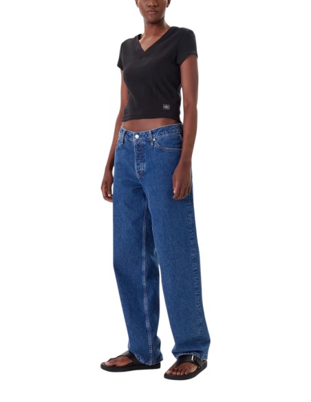 Calvin Klein Jeans t-shirt femme noir col V