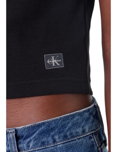 Calvin Klein Jeans t-shirt femme noir col V