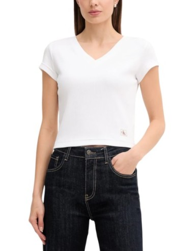 Calvin Klein Jeans t-shirt femme blanc col V
