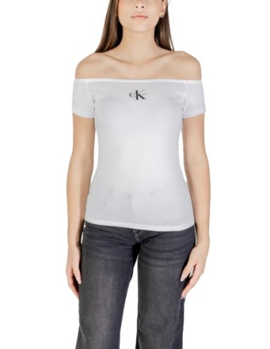 Calvin Klein Jeans t-shirt femme blanc col bateau