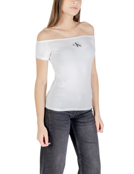 Calvin Klein Jeans t-shirt femme blanc col bateau