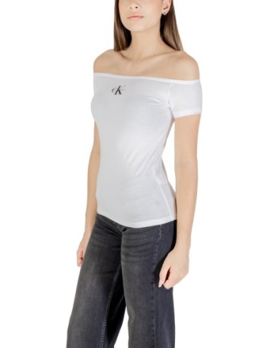Calvin Klein Jeans t-shirt femme blanc col bateau