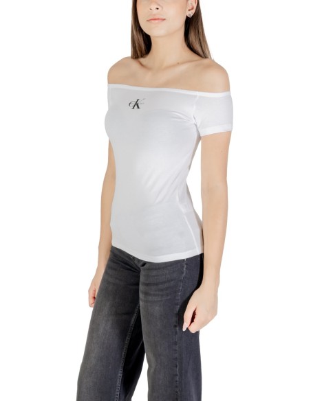 Calvin Klein Jeans t-shirt femme blanc col bateau