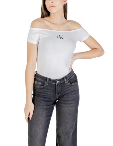Calvin Klein Jeans t-shirt femme blanc col bateau