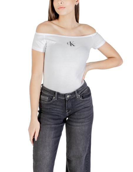 Calvin Klein Jeans t-shirt femme blanc col bateau