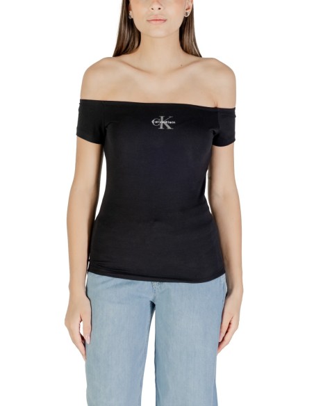 Calvin Klein Jeans top femme noir col bateau
