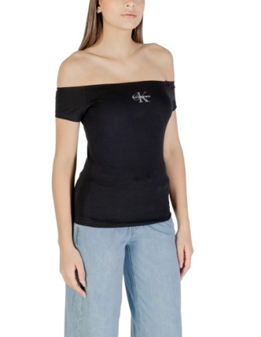 Calvin Klein Jeans top femme noir col bateau
