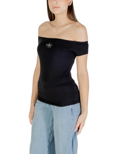 Calvin Klein Jeans top femme noir col bateau