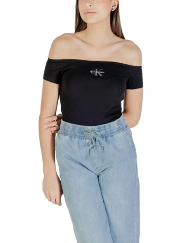 Calvin Klein Jeans top femme noir col bateau