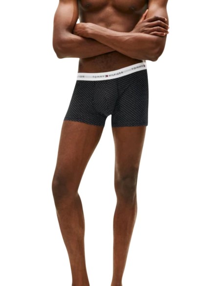Boxer court homme noir imprimé Hilfiger – lot de 3 coton bio