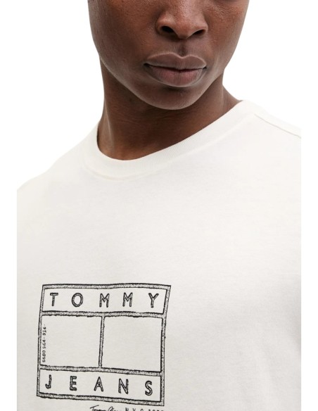 Tommy Hilfiger Jeans t-shirt homme blanc coton bio