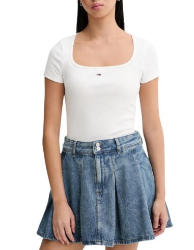 Tommy Hilfiger Jeans t-shirt femme blanc encolure carrée