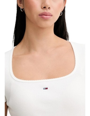 Tommy Hilfiger Jeans t-shirt femme blanc encolure carrée
