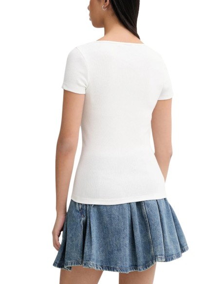 Tommy Hilfiger Jeans t-shirt femme blanc encolure carrée
