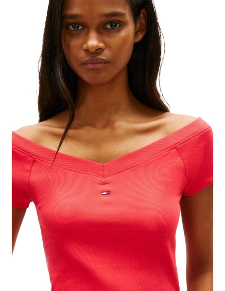 Tommy Hilfiger Jeans t-shirt femme rouge col bateau