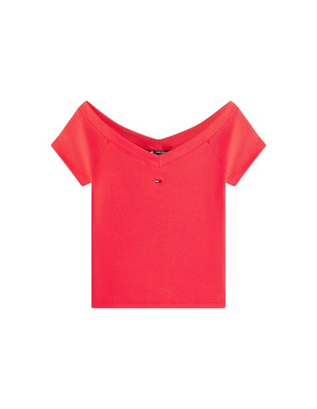 Tommy Hilfiger Jeans t-shirt femme rouge col bateau