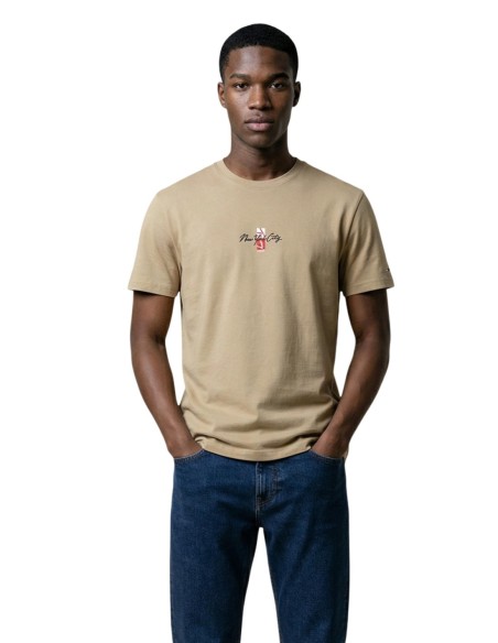 Tommy Hilfiger Jeans t-shirt homme beige imprimé