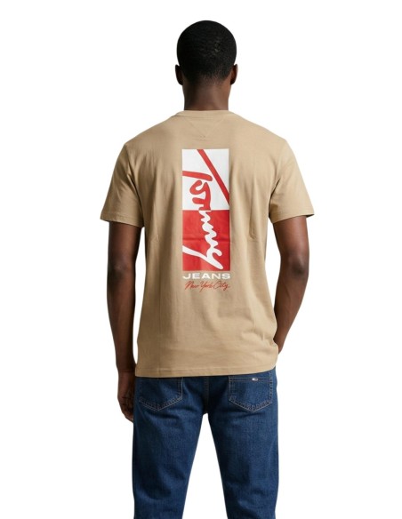 Tommy Hilfiger Jeans t-shirt homme beige imprimé