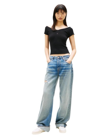 Tommy Hilfiger Jeans top femme noir col bateau
