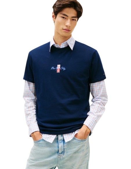 Tommy Hilfiger Jeans t-shirt homme bleu imprimé