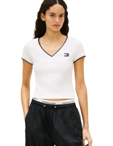 Tommy Hilfiger Jeans top femme beige col V
