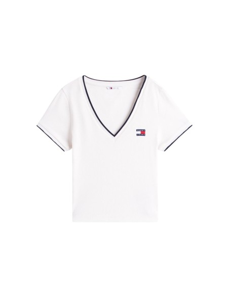 Tommy Hilfiger Jeans top femme beige col V