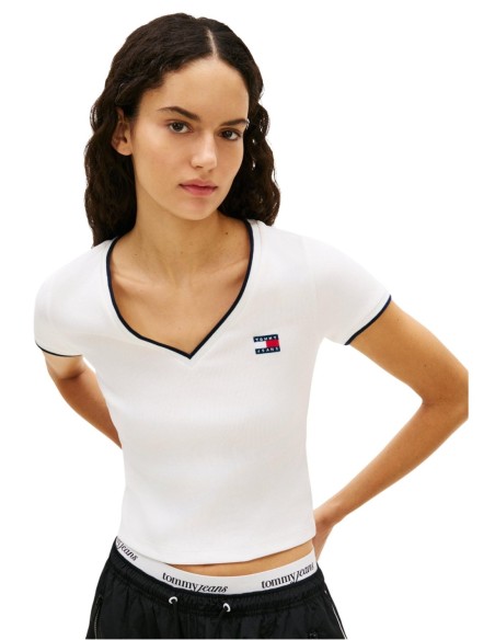 Tommy Hilfiger Jeans top femme beige col V