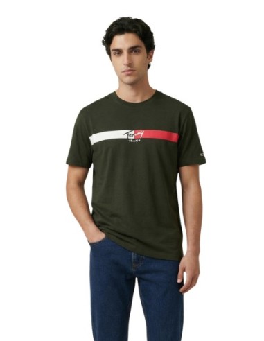 Tommy Hilfiger Jeans t-shirt homme vert imprimé
