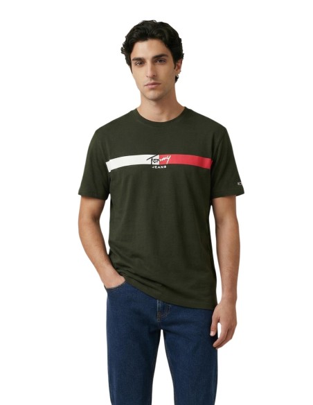 Tommy Hilfiger Jeans t-shirt homme vert imprimé