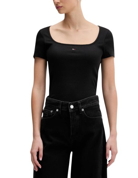 Tommy Hilfiger Jeans t-shirt femme noir col carré