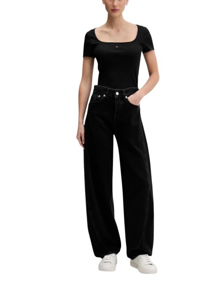Tommy Hilfiger Jeans t-shirt femme noir col carré